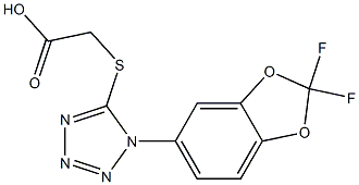 2-{[1-(2,2-difluoro-2H-1,3-benzodioxol-5-yl)-1H-1,2,3,4-tetrazol-5-yl]sulfanyl}acetic acid Struktur