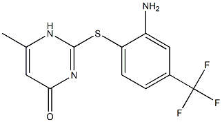 2-{[2-amino-4-(trifluoromethyl)phenyl]sulfanyl}-6-methyl-1,4-dihydropyrimidin-4-one Struktur