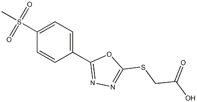 2-{[5-(4-methanesulfonylphenyl)-1,3,4-oxadiazol-2-yl]sulfanyl}acetic acid Struktur