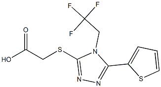 2-{[5-(thiophen-2-yl)-4-(2,2,2-trifluoroethyl)-4H-1,2,4-triazol-3-yl]sulfanyl}acetic acid Struktur