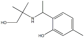 2-{1-[(1-hydroxy-2-methylpropan-2-yl)amino]ethyl}-5-methylphenol Struktur