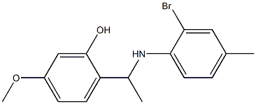 2-{1-[(2-bromo-4-methylphenyl)amino]ethyl}-5-methoxyphenol Struktur