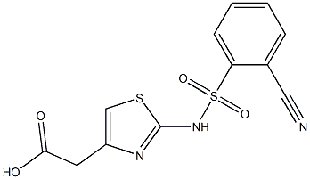 2-{2-[(2-cyanobenzene)sulfonamido]-1,3-thiazol-4-yl}acetic acid Struktur