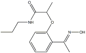 2-{2-[1-(hydroxyimino)ethyl]phenoxy}-N-propylpropanamide Struktur