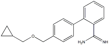 2-{4-[(cyclopropylmethoxy)methyl]phenyl}benzene-1-carboximidamide Struktur