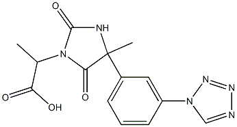 2-{4-methyl-2,5-dioxo-4-[3-(1H-tetrazol-1-yl)phenyl]imidazolidin-1-yl}propanoic acid Struktur