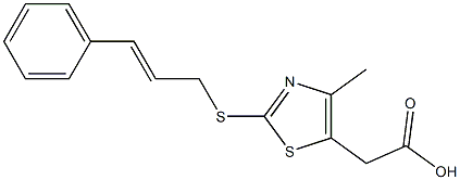 2-{4-methyl-2-[(3-phenylprop-2-en-1-yl)sulfanyl]-1,3-thiazol-5-yl}acetic acid Struktur