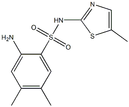 2-amino-4,5-dimethyl-N-(5-methyl-1,3-thiazol-2-yl)benzene-1-sulfonamide Struktur