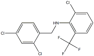 2-chloro-N-[(2,4-dichlorophenyl)methyl]-6-(trifluoromethyl)aniline Struktur