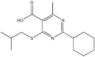 2-cyclohexyl-4-(isobutylthio)-6-methylpyrimidine-5-carboxylic acid Struktur