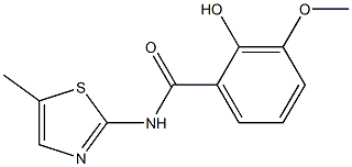 2-hydroxy-3-methoxy-N-(5-methyl-1,3-thiazol-2-yl)benzamide Struktur