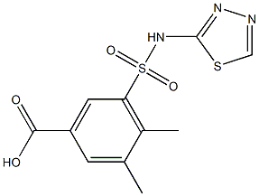 3,4-dimethyl-5-(1,3,4-thiadiazol-2-ylsulfamoyl)benzoic acid Struktur