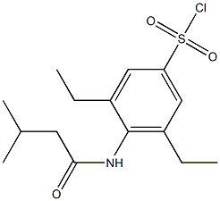 3,5-diethyl-4-(3-methylbutanamido)benzene-1-sulfonyl chloride Struktur