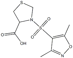 3-[(3,5-dimethyl-1,2-oxazole-4-)sulfonyl]-1,3-thiazolidine-4-carboxylic acid Struktur