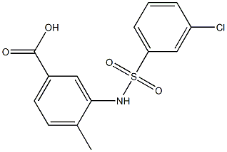 3-[(3-chlorobenzene)sulfonamido]-4-methylbenzoic acid Struktur