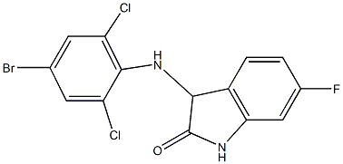 3-[(4-bromo-2,6-dichlorophenyl)amino]-6-fluoro-2,3-dihydro-1H-indol-2-one Struktur