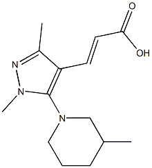 3-[1,3-dimethyl-5-(3-methylpiperidin-1-yl)-1H-pyrazol-4-yl]prop-2-enoic acid Struktur