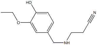 3-{[(3-ethoxy-4-hydroxyphenyl)methyl]amino}propanenitrile Struktur