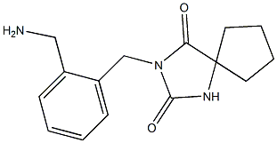 3-{[2-(aminomethyl)phenyl]methyl}-1,3-diazaspiro[4.4]nonane-2,4-dione Struktur