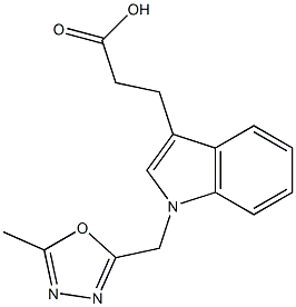 3-{1-[(5-methyl-1,3,4-oxadiazol-2-yl)methyl]-1H-indol-3-yl}propanoic acid Struktur