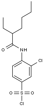 3-chloro-4-(2-ethylhexanamido)benzene-1-sulfonyl chloride Struktur