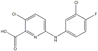 3-chloro-6-[(3-chloro-4-fluorophenyl)amino]pyridine-2-carboxylic acid Struktur