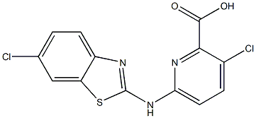 3-chloro-6-[(6-chloro-1,3-benzothiazol-2-yl)amino]pyridine-2-carboxylic acid Struktur