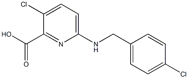 3-chloro-6-{[(4-chlorophenyl)methyl]amino}pyridine-2-carboxylic acid Struktur