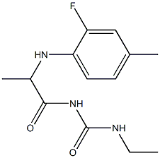 3-ethyl-1-{2-[(2-fluoro-4-methylphenyl)amino]propanoyl}urea Struktur