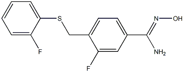 3-fluoro-4-{[(2-fluorophenyl)sulfanyl]methyl}-N'-hydroxybenzene-1-carboximidamide Struktur