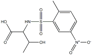 3-hydroxy-2-[(2-methyl-5-nitrobenzene)sulfonamido]butanoic acid Struktur