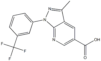 3-methyl-1-[3-(trifluoromethyl)phenyl]-1H-pyrazolo[3,4-b]pyridine-5-carboxylic acid Struktur