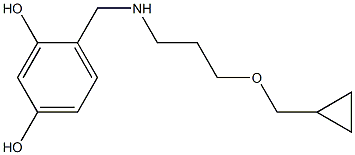 4-({[3-(cyclopropylmethoxy)propyl]amino}methyl)benzene-1,3-diol Struktur