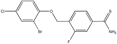 4-(2-bromo-4-chlorophenoxymethyl)-3-fluorobenzene-1-carbothioamide Struktur