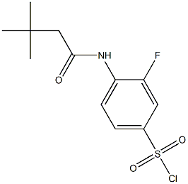 4-(3,3-dimethylbutanamido)-3-fluorobenzene-1-sulfonyl chloride Struktur