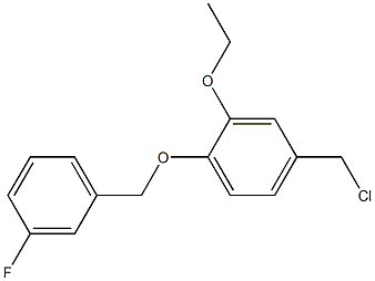 4-(chloromethyl)-2-ethoxy-1-[(3-fluorophenyl)methoxy]benzene Struktur