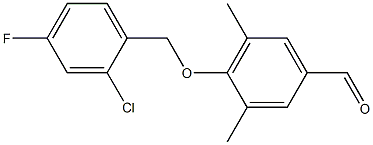 4-[(2-chloro-4-fluorophenyl)methoxy]-3,5-dimethylbenzaldehyde Struktur