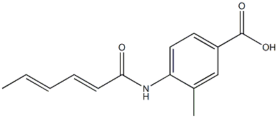 4-[(2E,4E)-hexa-2,4-dienoylamino]-3-methylbenzoic acid Struktur