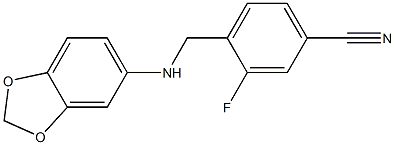 4-[(2H-1,3-benzodioxol-5-ylamino)methyl]-3-fluorobenzonitrile Struktur