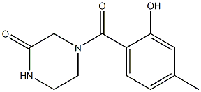 4-[(2-hydroxy-4-methylphenyl)carbonyl]piperazin-2-one Struktur