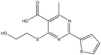 4-[(2-hydroxyethyl)thio]-6-methyl-2-thien-2-ylpyrimidine-5-carboxylic acid Struktur