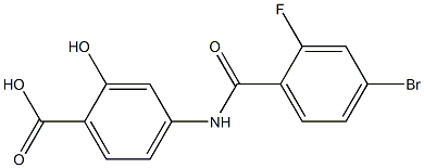 4-[(4-bromo-2-fluorobenzene)amido]-2-hydroxybenzoic acid Struktur