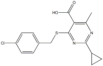 4-[(4-chlorobenzyl)thio]-2-cyclopropyl-6-methylpyrimidine-5-carboxylic acid Struktur