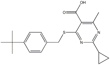 4-[(4-tert-butylbenzyl)thio]-2-cyclopropyl-6-methylpyrimidine-5-carboxylic acid Struktur