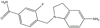 4-[(5-amino-2,3-dihydro-1H-indol-1-yl)methyl]-3-fluorobenzamide Struktur