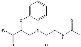 4-[(acetylamino)acetyl]-3,4-dihydro-2H-1,4-benzoxazine-2-carboxylic acid Struktur