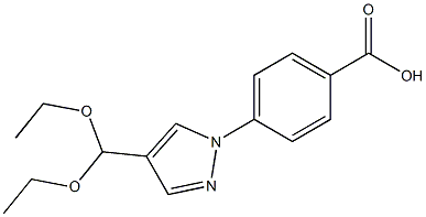 4-[4-(diethoxymethyl)-1H-pyrazol-1-yl]benzoic acid Struktur