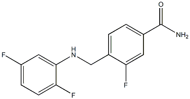 4-{[(2,5-difluorophenyl)amino]methyl}-3-fluorobenzamide Struktur