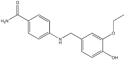 4-{[(3-ethoxy-4-hydroxyphenyl)methyl]amino}benzamide Struktur