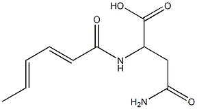 4-amino-2-[(2E,4E)-hexa-2,4-dienoylamino]-4-oxobutanoic acid Struktur